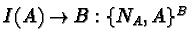 $I(A)\rightarrow B: \{N_A, A\}^{B}$