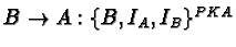 $B\rightarrow A: \{B, I_A, I_B\}^{PKA}$